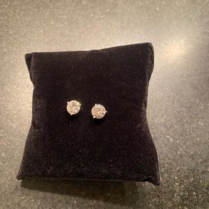 3.0 carat tw moissanite stud earrings in solid 14 kt white gold